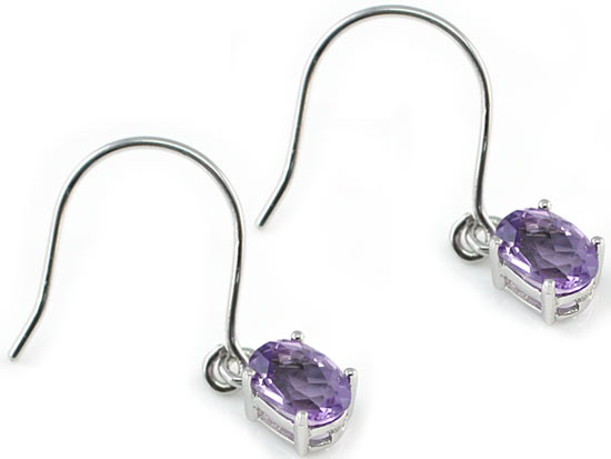 2 Carat Genuine Purple Amethyst 925 Sterling Silver Dangle Fine Earrings XFE8001