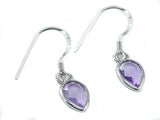 3 Carat Genuine Purple Pear Cut Amethyst 925 Sterling Silver Dangle Fine Earrings XFE8004