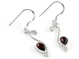 1.5 Carat Genuine Dark Red Garnet 925 Sterling Silver Dangle Fine Earrings XFE8007