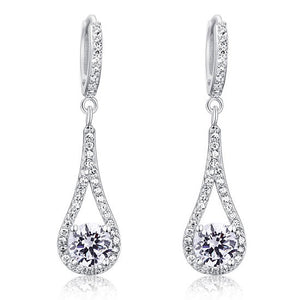 1 Carat Round Cut Solid 925 Sterling Silver Bridal Wedding Dangle Earrings Jewelry XFE8019