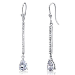 1 Carat Pear Cut Created Diamond  925 Sterling Silver Dangle Earrings XFE8025