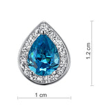 1 Carat Pear Cut Created Blue Topaz 925 Sterling Silver Stud Earrings XFE8033