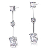 4 Carat Emerald Cut Created Diamond  925 Sterling Silver Dangle Earrings XFE8038