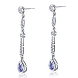 Purple Created Sapphire 925 Sterling Silver Dangle Earrings XFE8063