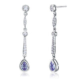 Purple Created Sapphire 925 Sterling Silver Dangle Earrings XFE8063