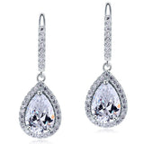 2 Carat Created Pear Cut Diamond Dangle Drop Sterling 925 Silver Earrings XFE8066