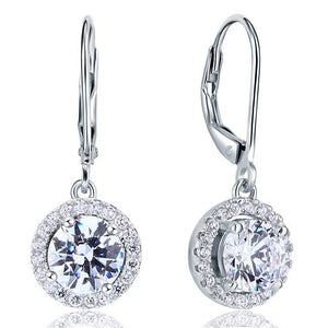 Created Diamond Dangle Drop Sterling 925 Silver Earrings XFE8073