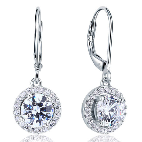 Created Diamond Dangle Drop Sterling 925 Silver Earrings XFE8073