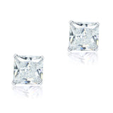 925 Sterling Silver Stud Earrings 1 Carat Princess Cut Created Diamond  XFE8077