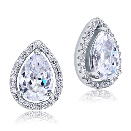 4 Carat Pear Cut Created Diamond Stud 925 Sterling Silver Earrings Jewelry XFE8079