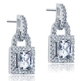 Created Diamond Dangle Drop Key Lock Sterling 925 Silver Earrings XFE8080
