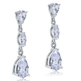 2 Carat Created Pear Cut Diamond Dangle Drop Sterling 925 Silver Earrings XFE8083