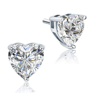 4 Carat Heart Cut Created Diamond Stud 925 Sterling Silver Earrings XFE8084
