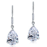 4 Carat Pear Cut Created Diamond Bridal Dangle Drop 925 Sterling Silver Earrings XFE8089