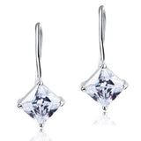 1.5 Carat Princess Cut Created Diamond Dangle Drop 925 Sterling Silver Earrings XFE8100