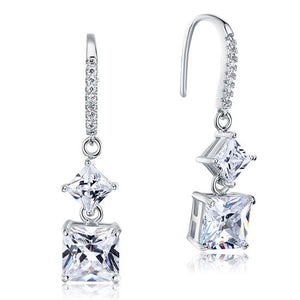 2 Carat Princess Cut Created Diamond Dangle Drop 925 Sterling Silver Earrings XFE8101