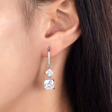 2 Carat Princess Cut Created Diamond Dangle Drop 925 Sterling Silver Earrings XFE8101