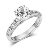 14K White Gold Wedding Engagement Ring 1.2 Ct Topaz 0.42 Ct Natural Diamonds 