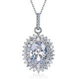 6 Carat Oval Cut Created Diamond Sterling 925 Silver Flower Pendant Necklace XFN8006