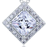 1.5 Carat Princess Cut Created Diamond 925 Sterling Silver Pendant Necklace XFN8036
