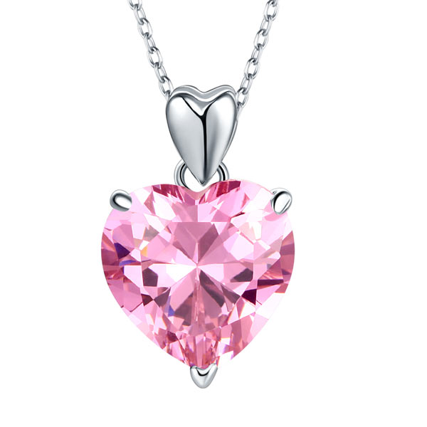 Pink Diamond Sterling Silver, Pink Chain Diamond Necklace