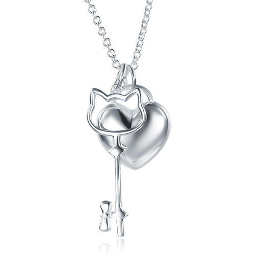 Kids Girl Heart Key Pendant Necklace 925 Sterling Silver Children Jewelry XFN8062