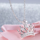Kids Girl Crown Pendant Necklace 925 Sterling Silver Children Jewelry XFN8063