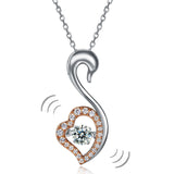 Swan Dancing Stone Pendant Necklace 925 Sterling Silver Good for Wedding Bridesmaid Gift XFN8076
