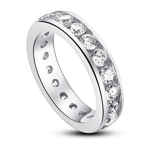 Channel Setting Created Diamond 925 Sterling Silver Eternity Band Wedding Anniversary Ring XFR8004