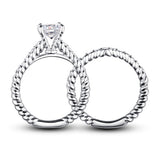 Created Diamond 925 Sterling Silver 2-Pcs Wedding Engagement Ring Set XFR8010