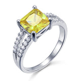 Yellow Canary Colour 2 Carat Created Diamond Sterling Silver 925 Ring XFR8033