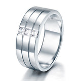 Created Diamond Men's Wedding Band Solid Sterling 925 Silver Ring XFR8049