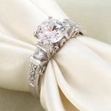 Vintage Style 1.25 Carat Created Diamond Solid 925 Sterling Silver Wedding Engagement Ring XFR8079