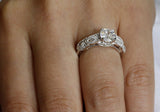 Vintage Style 1 Ct Solid 925 Sterling Silver Bridal Wedding Engagement Ring XFR8112