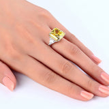 Solid 925 Sterling Silver Three-Stone Luxury Ring 8 Carat Yellow Canary Created Diamond XFR8157