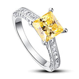 1.5 Carat Princess Cut Yellow Canary Created Diamond 925 Sterling Silver Wedding Engagement Ring XFR8194
