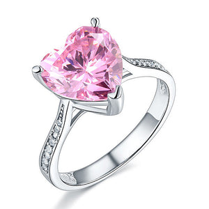 925 Sterling Silver Bridal Engagement Ring 3.5 Carat Heart Pink Created Diamond Jewelry XFR8216