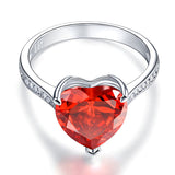 925 Sterling Silver Bridal Ring 3.5 Carat Heart Ruby Red Created Diamond Jewelry XFR8217