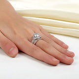 Luxury 925 Sterling Silver Wedding Anniversary Ring Set Vintage Created Diamond XFR8239