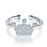 Kids Girls Princess Crown Ring Solid 925 Sterling Silver Children Jewelry Adjustable XFR8266