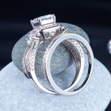 Princess Cut 925 Sterling Silver Wedding Engagement Ring Set Anniversary XFR8271