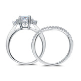 Solid 925 Sterling Silver 2-Pcs Wedding Engagement Ring Set 1 Ct Round Cut Jewelry XFR8312