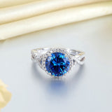 3 Carat Navy Blue Stone 925 Sterling Silver Wedding Engagement Luxury Ring Promise Anniversary XFR8314