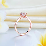 1 Carat 6 Claws Wedding Engagement Ring Solitaire Solid 925 Sterling Silver Rose Gold Plated XFR8315