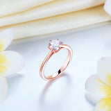 1 Carat 6 Claws Wedding Engagement Ring Solitaire Solid 925 Sterling Silver Rose Gold Plated XFR8315