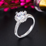Flower Wedding Ring Solid 925 Sterling Silver Created Diamond XFR8319
