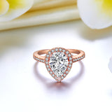 2 Ct Pear Cut Sterling 925 Silver Rose Gold Plated Ring Wedding Promise Engagement XFR8325