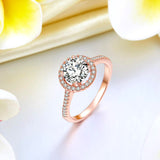925 Sterling Silver Wedding Engagement Rose Gold Plated Ring Created Diamond