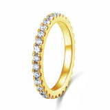 Eternity Ring Created Diamond Solid Sterling 925 Silver Yellow Gold Plated Wedding Band XFR8335
