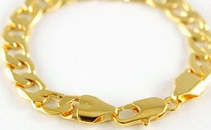 9" x 12 mm Hip Hop Biker Mens 18K Gold Plated Chain Curb Link Mens Bracelet XMB167